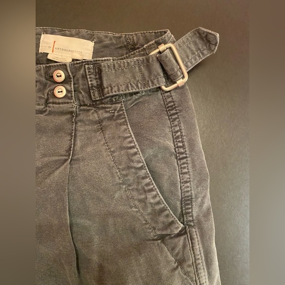 Anthropologie Side Buckle Cropped Charcoal Baggy Jeans Pants Button Fly Size 27 - Picture 3 of 9